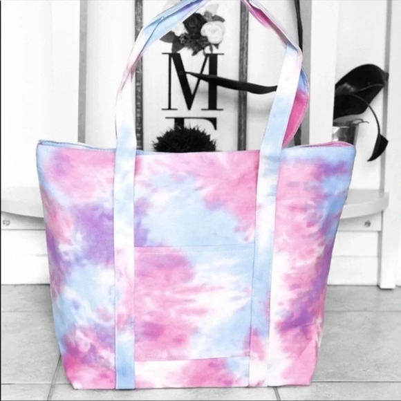 🚨2 LEFT🚨Pastel tie dye large canvas tote bag - Picture 1 of 4